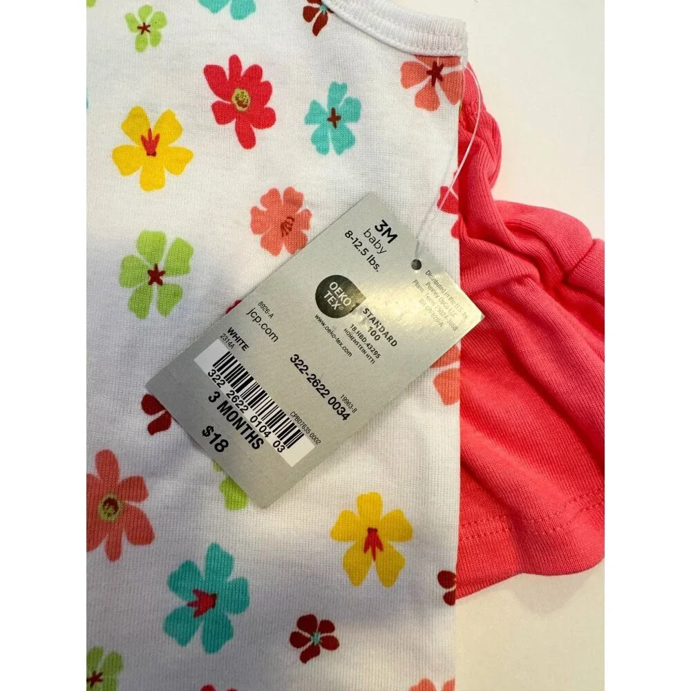 Carters & Okie Dokie Baby Girl Bodysuits & Rompers 3M Cotton Pink Floral Lemonad